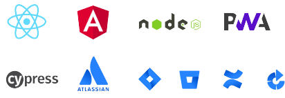 Frameworks and platforms - React, Angular, Node.js, PWA, Cypress, Atlassian, and more
