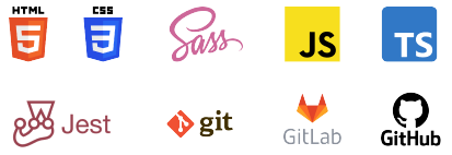 Programming languages and tools - HTML, CSS, Sass, JavaScript, TypeScript, Jest, Git, GitLab, GitHub